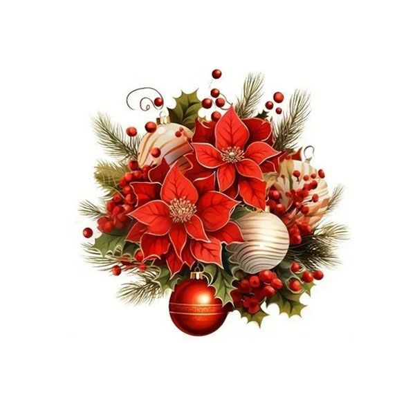 Red Christmas Flower &amp; Bell Decal - Festive Bathroom &amp; Door Decoration