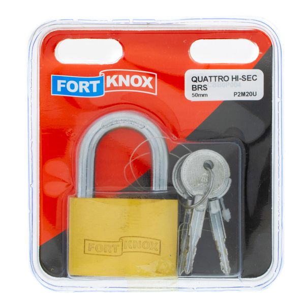 FORT KNOX Padlock Quattro Brass 50mm High Security 4-Sided Key Q:1 P2M20U
