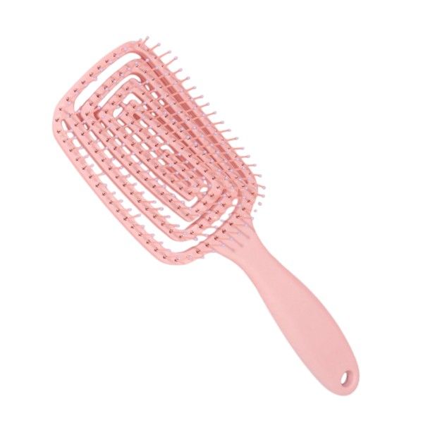 1 Piece Detangling Hairbrush Set With Hollowed Out Design - Pink