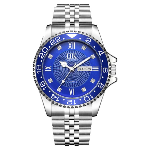 IIK New Dual Calendar GB861B Classic Business Quartz Watch with Steel Strip