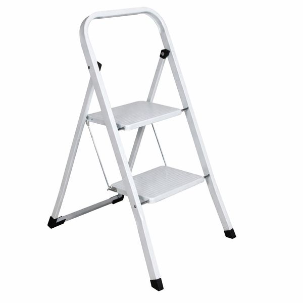 Danny Home White 2 Step Folding Steel Ladder
