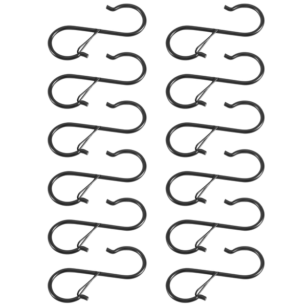 12Pcs S Hooks For Hanging For Kitchen Utensil And Closet Rod - Black