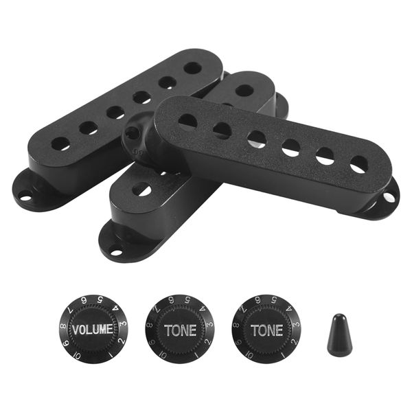 3Pcs Durable Guitar Pickup Cover Volume Tone Knobs Switch Tip Parts Set,Bla