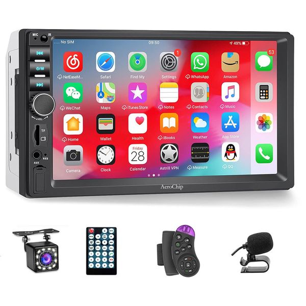 AeroChip Double Din Car Stereo 7" LCD Touch Screen with Backup Camera