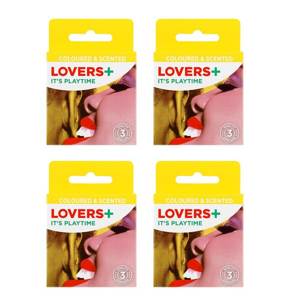 Lovers Plus Condoms Coloured &amp; Scented - 4 x 3 Condoms
