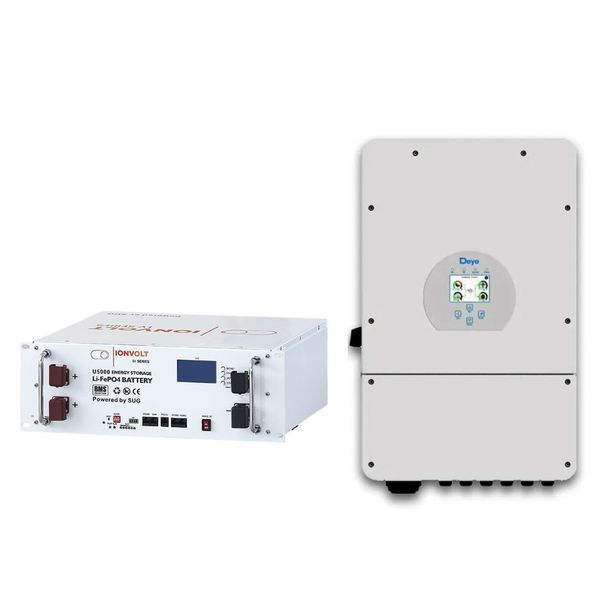 IONVOLT 5.12kWh Lithium Ion Battery &amp; 5kW Deye Hybrid Inverter Combo 48V