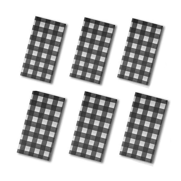 6 Pcs Disposable Plastic Gingham Tablecloth for Picnic Party, 137 × 274cm