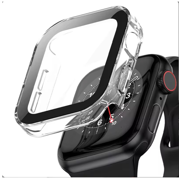 Clear Hard Case Tempered Glass Cover for Apple Watch 42mm Series SE/4/5/6