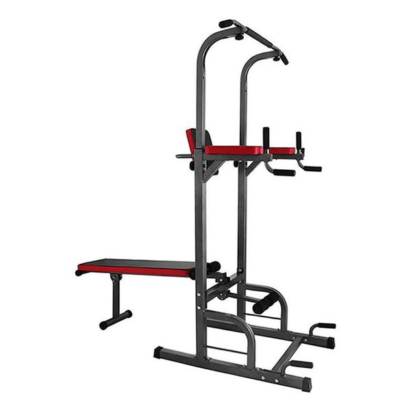 Adjustable All-in-One Pull-Up Bar Tower Dip Station with Bench Bar