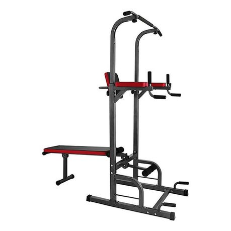 Power tower dip station with bench bar online adjustable pull up bar station home gym