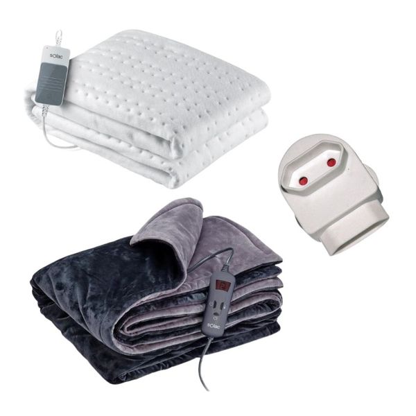 Solac - Electrical Under Blanket with Throw Over Blanket (Single) &amp; Adapter