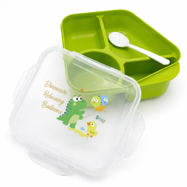 Kids' Plastic Multi-compartment Lunchbox with a Secure Clip-on Lid.