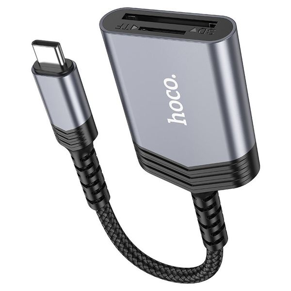 2 in 1 USB-C to SD/TF OTG Card Reader - 480Mbps, 2TB Max-hoco.-UA25