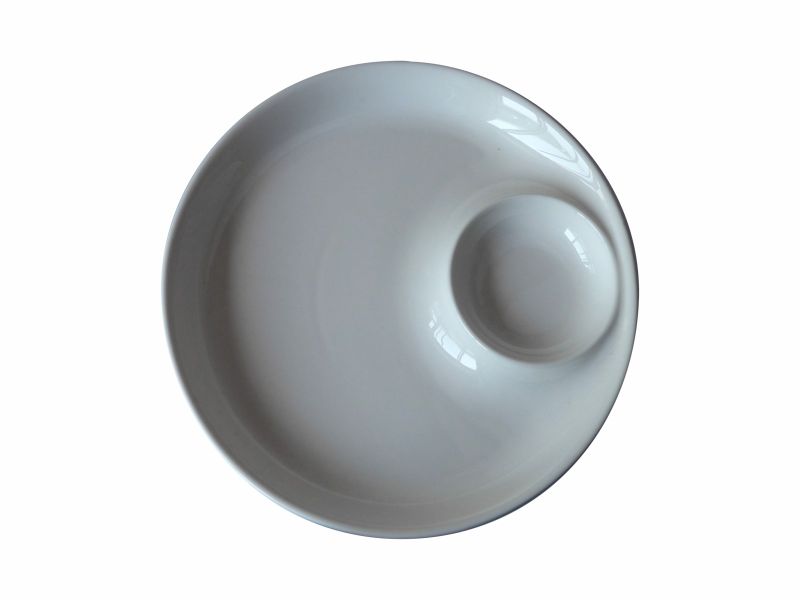 Set of 2 White Round Dipping Plate 27cm