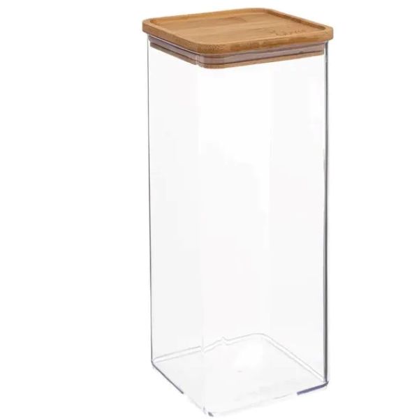 Kitchen Square Storage Canister Glass with Bamboo Lid - 2 Litres