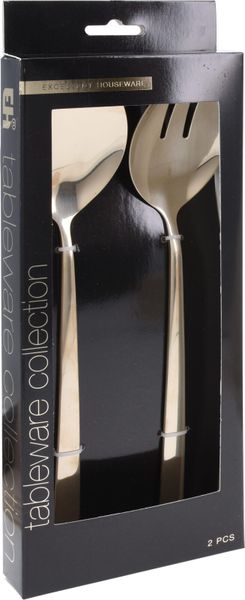Gold Salad Cutlery Set, 2 Piece, Stainless Steel, Size: 27.0 × 5.5 cm