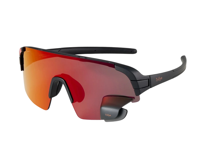 TriEye Revo Max Red Cycling Glasses with Integrated Rear Visibility