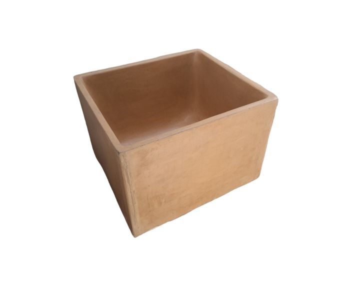 Large Burnt Orange Square Concrete Basin (45x40x 31cm High)