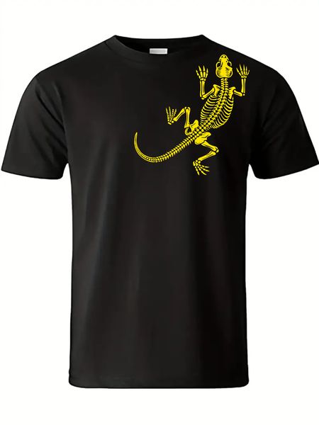 Yellow Lizard Black Crew Neck Men's Gift T-Shirt
