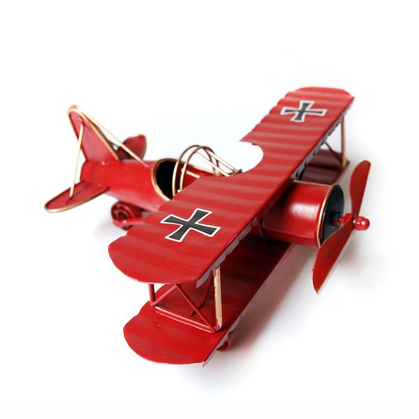 Versatile Red Iron Art Airplane Model - Desktop Decoration Ornament