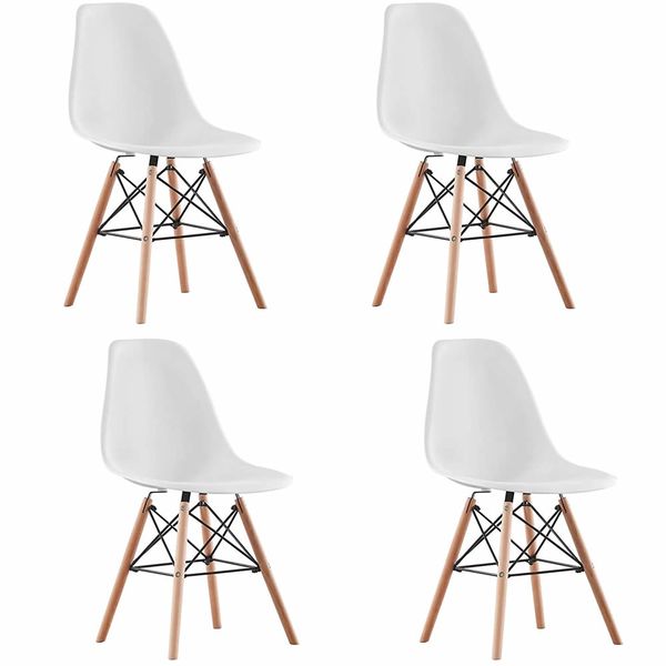 4 Pieces Nordic Design Wooden Leg Dining Chairs