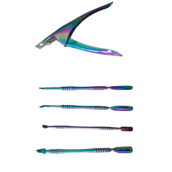 Iridescent Stainless Steel Manicure &amp; Pedicure Tool Set - 5 Piece