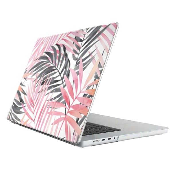 Colorful Leaf Print Pattern Protective Case for MacBook Air M2 2022 - Pink