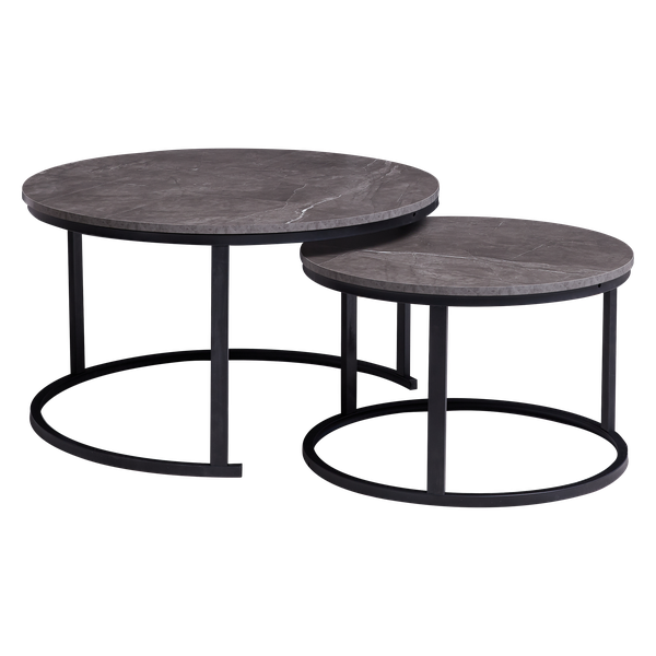 Everfurn Indus Nesting Coffee Tables - Marble Grey (2-Piece)