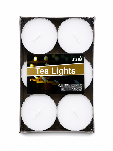 Tea Lights Candles - White Unscented Tealight Candles (6 Pack)