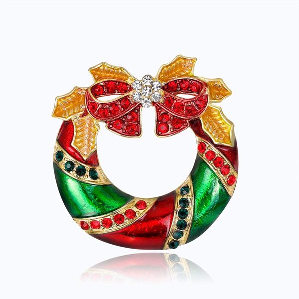 Christmas Brooch Garland Bowknot Winter Jewelry Women Decoration
