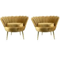 Set of 2 Exclusive Home Decor Luxury Flower Velvet Chairs