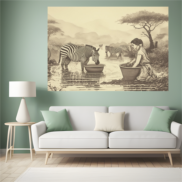Rooted Art Zebra - Home Decor Wall Art (689)