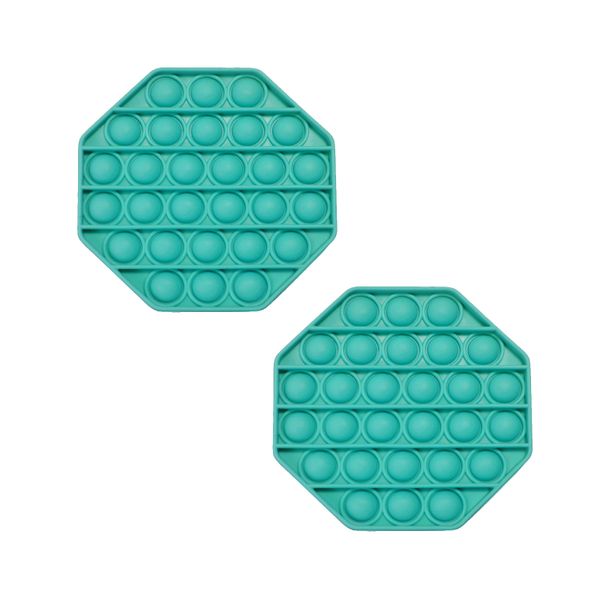 Fidget Toys - Pop It Washable Reusable Fidget Toy - Octagon - Green - 2Pack