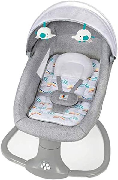Electric Baby Rocker with Canopy and Mosquito Net - Grey
