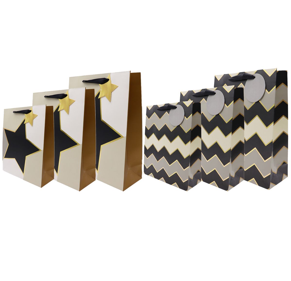 6 Piece Black and Gold Design Paper Gift Bags | Shop Today. Get it