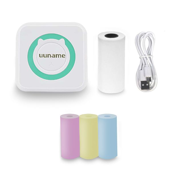 Uuname Portable BT Mini Pocket Thermal Printer 3 Roll Colorful Paper-C15C
