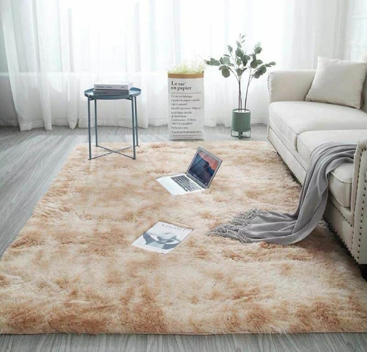 Rug Shaggy Fluffy Carpet Light Brown Mix Shop Today Get It Tomorrow 