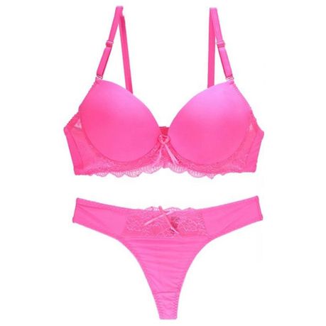 Hot Pink Plus Size Bra & Panty Sets (Women's) 