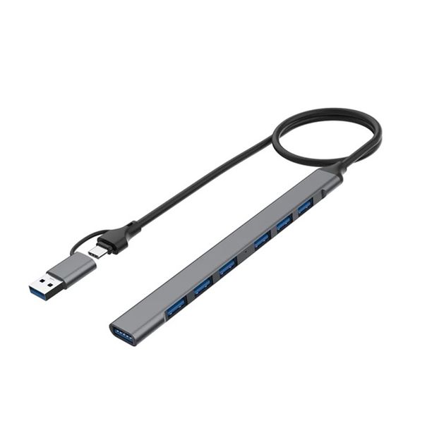 7-Port USB Hub, Type-C to USB 3.0 High Speed Adapter, Multi-Port Splitter