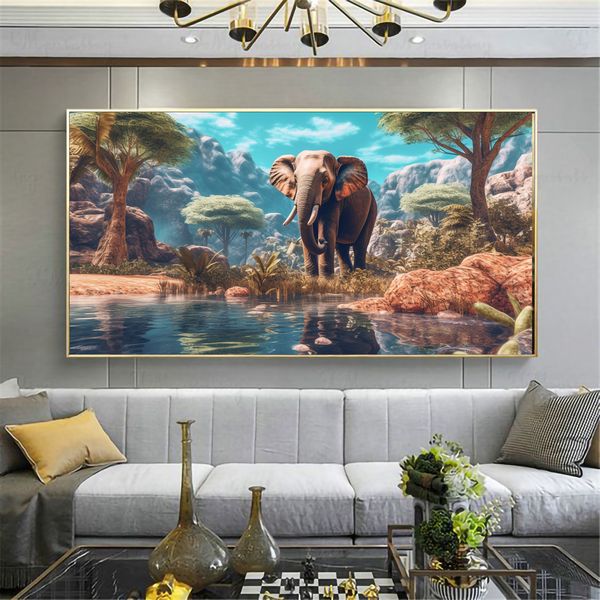 Canvas Wall Decor - Elephant Oasis - 0570