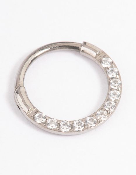 Lovisa Titanium Cubic Zirconia Clicker Ring 7mm