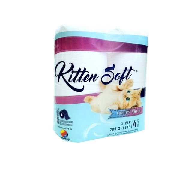 Kitten Soft - 2 Ply Toilet Paper 4 Rolls 200 Sheets x 3