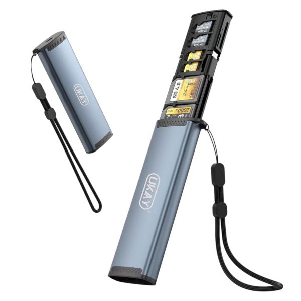 UKAY 9-in-1 SD/TF/SIM Card Case with USB 3.1 Type-C Card Reader