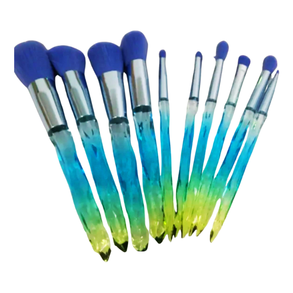 10 Piece Makeup Brush Set - Blue
