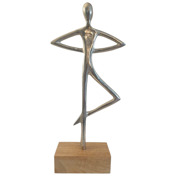 Gift Emporium Modern Aluminium Figurine - 40cm Sculpture on Wooden Base