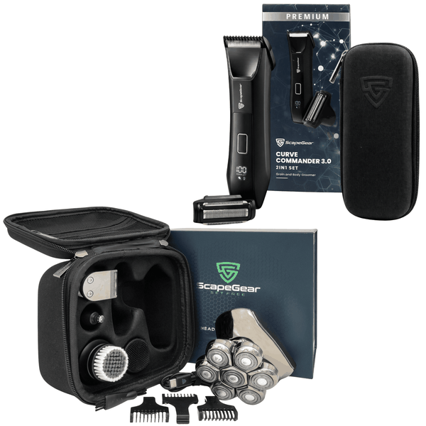 ScapeGear Headshaver &amp; Curve Commander 3.0 Groin &amp; Body Groomer 2in1 BUNDLE