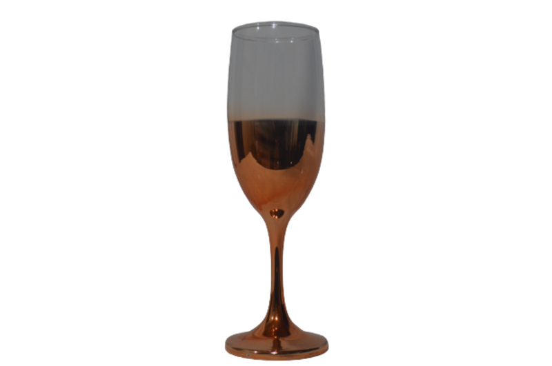 Champagne Glasses 190ml 6 Piece Half Rose Gold Base