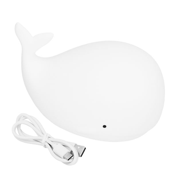 Whale - Shaped Silicone Night Light: 3 Modes, 3H Timing