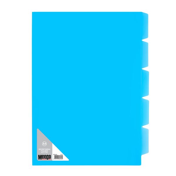 Meeco Secretarial Folder with 5 Tabs - A4 - Blue