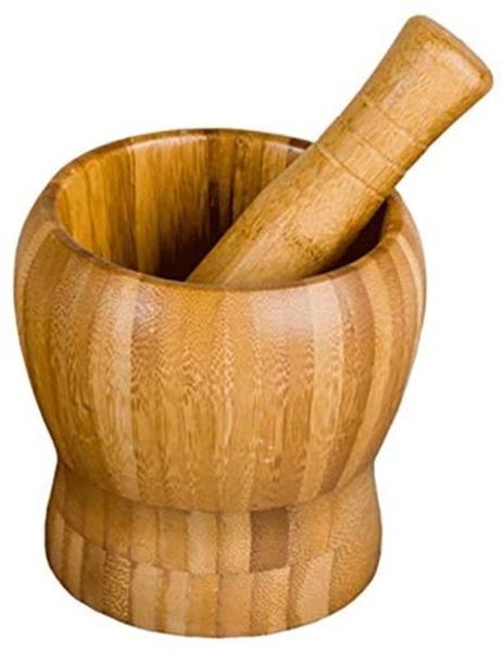 Bamboo Mortar &amp; Pestle Herb Hand Grinder